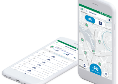 Téléphones mobiles affichent des éléments d'application mobile pour les cyclistes