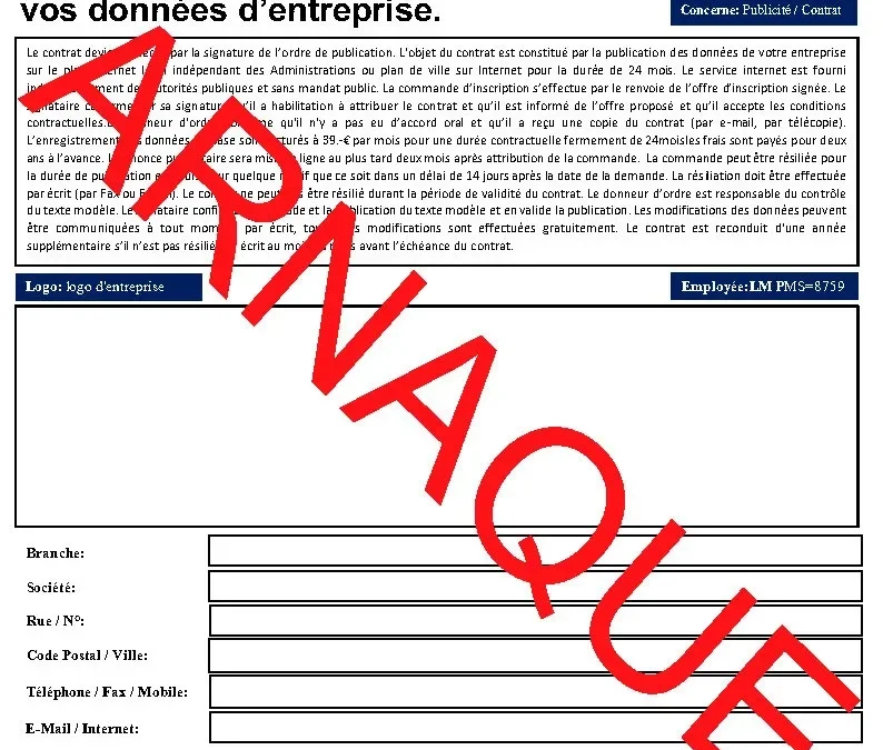 Arnaque par e-mail – Société PMediaservice